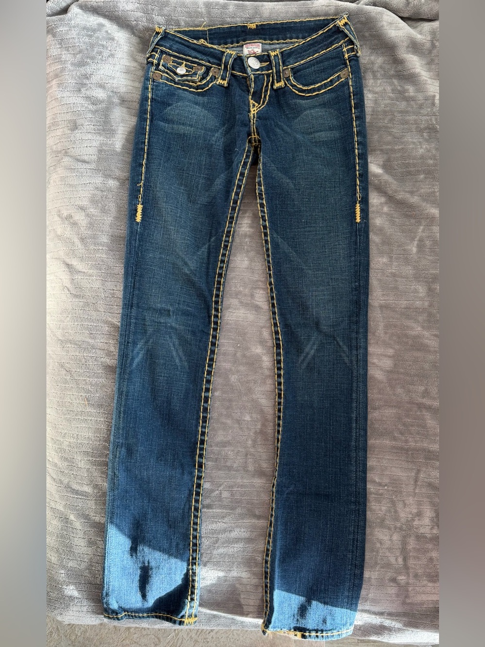 True Religion Vintage Y2K Billy Super T Jeans, Dark Blue Distressed - Size 25
